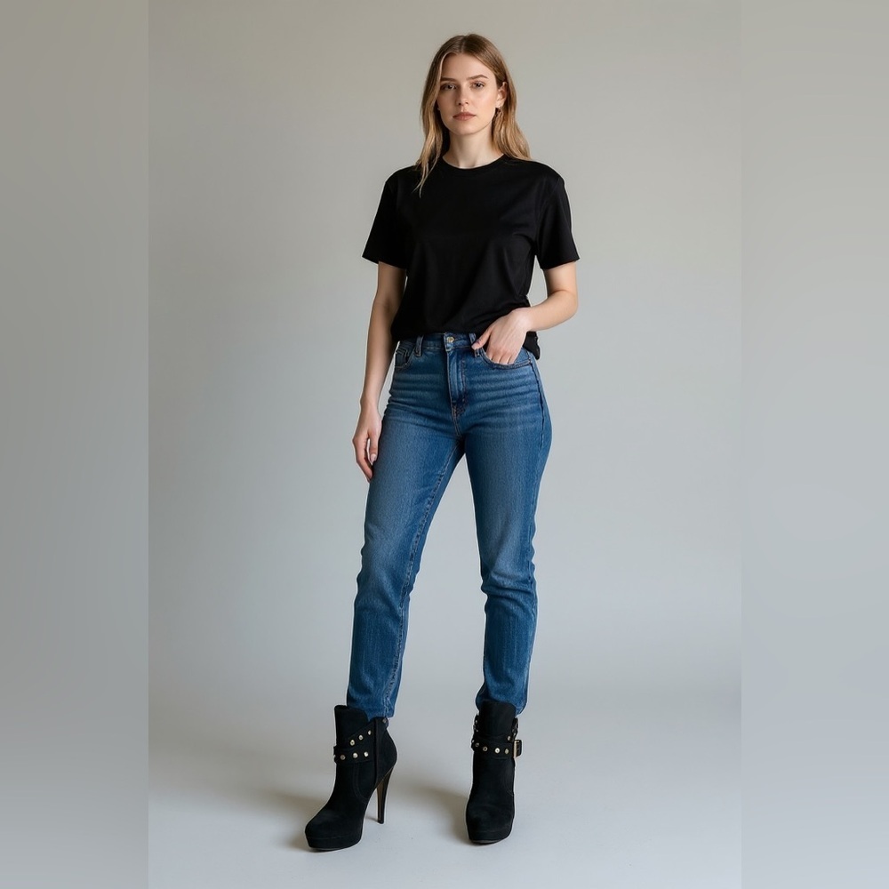 GBG Guess Black Studded Ankle Booties High Heel Size 8